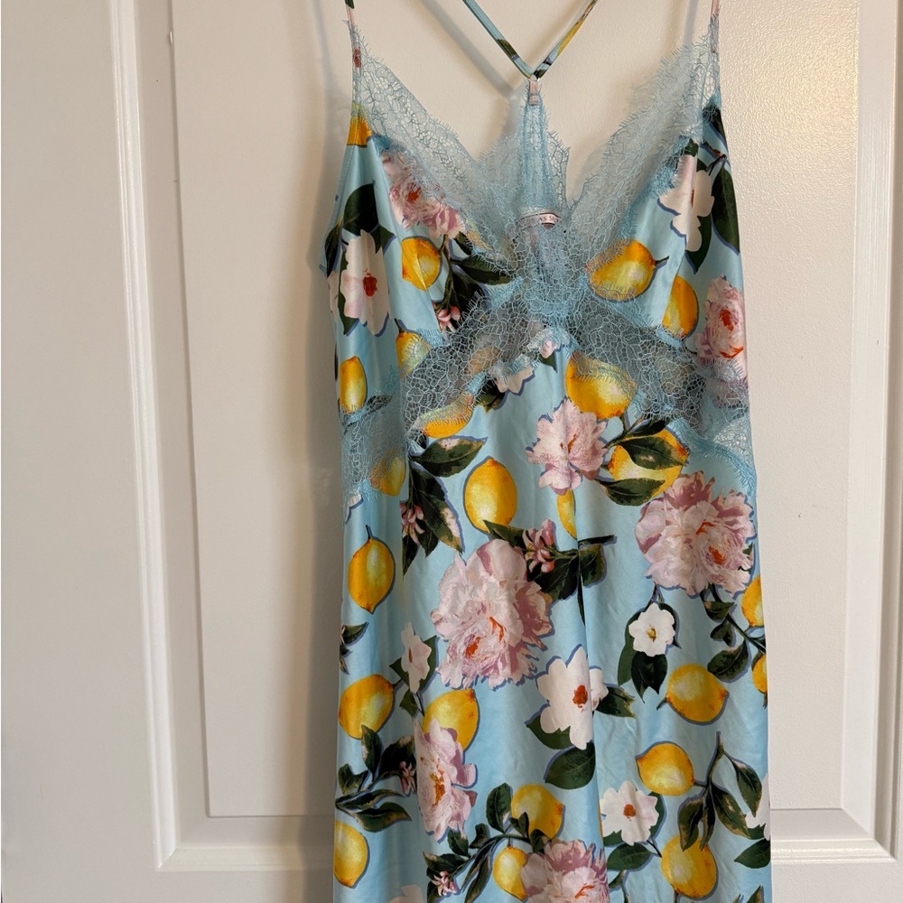 Victoria's Secret Blue Floral Chemise with Lace